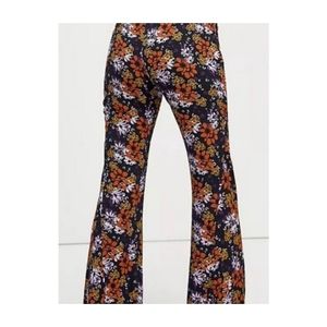 Free People Bell Bottom Floral Retro Vibe Pants, Size S